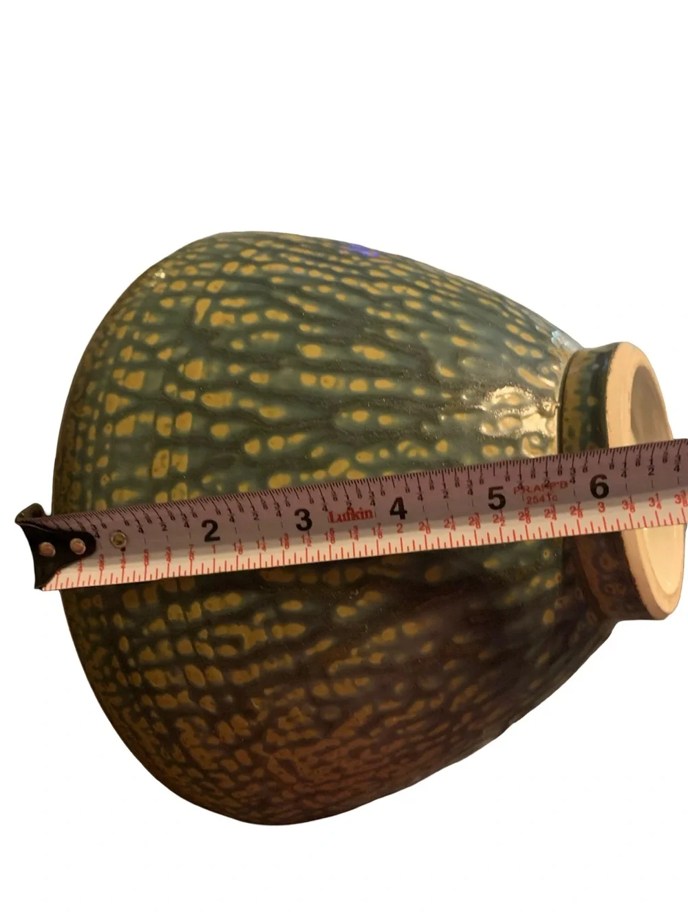 Signed Studio Art Pottery Lidded Casserole Serving Bowl Green Blue Textured